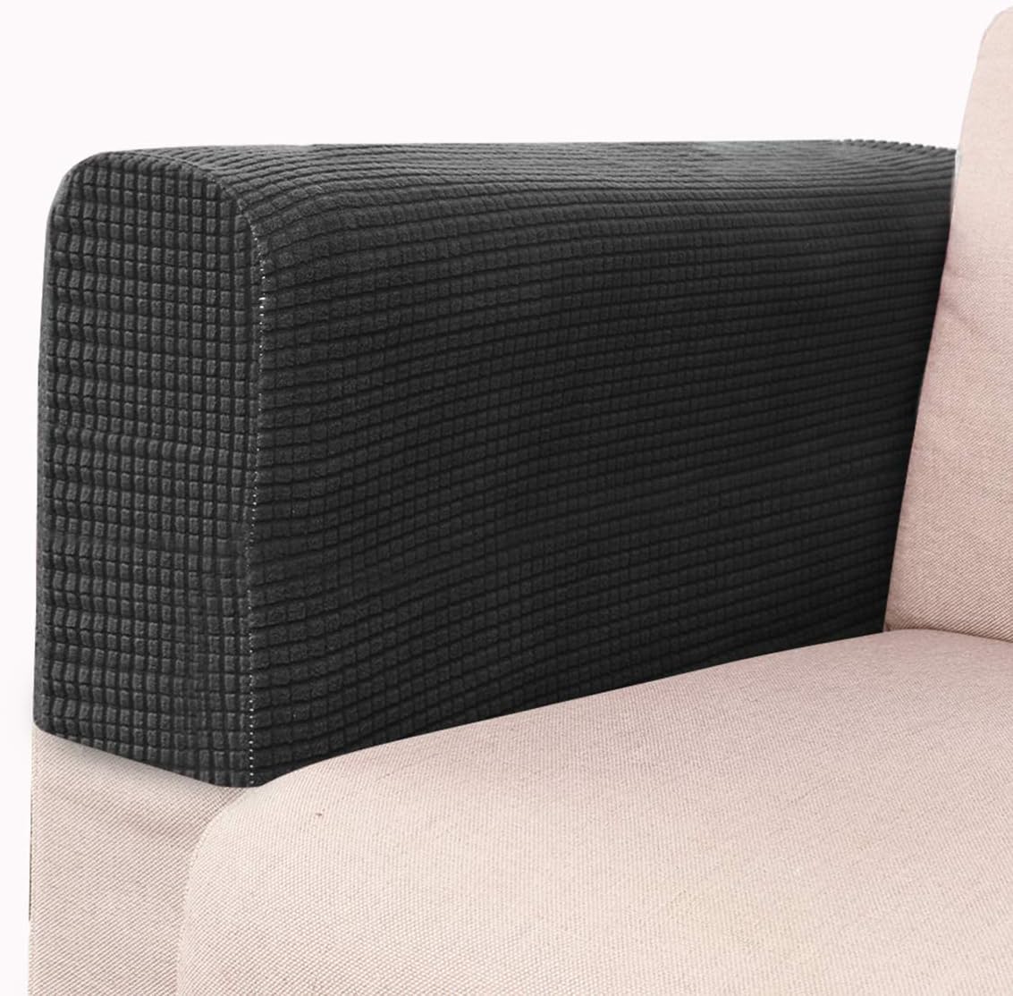 BESPORTBLE Chair Arm Protectors, Sofa Armrest Cover, Stretch Armchair Slipcover Protector, 2pcs (Black)