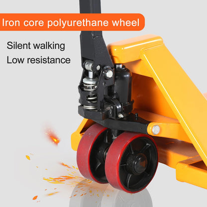Tory Carrier Pallet Jack Hand Truck Manual Pallet Jacks 6600-Lb. Capacity 27 x 48 Forks Standard Duty, Rubber Handle, PU Wheels