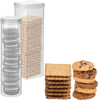 Home-X Set of 2 Saltine Cracker Sleeve Storage Container / Cookie Keeper, 1 Round and 1 Square