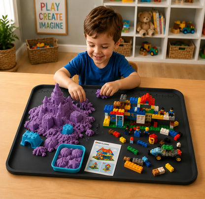 Silicone Art Mat for Crafts, 24"x16" Silicone Painting Mat to Keep Clean Protects Surfaces Perfectly for Crafts, Legos, Resin & Jewelry-Making, DIY Crafts Mat (Black)