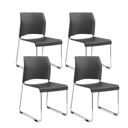 OEF Furnishings OEF8820-11-20/4 Commercial Stack Chair (Hard Plastic Seat and Back, Dark Gray, Chrome Frame, 4-Pack)