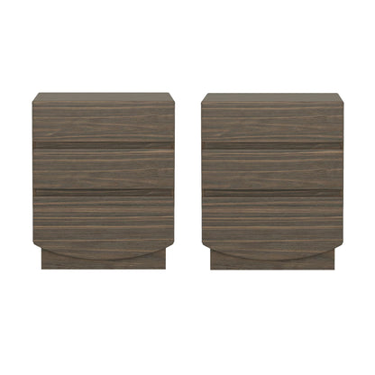 Manhattan Comfort Ardea Modern Nightstand with 3 Smooth-Glide Drawers, Compact Contemporary Bedside Table with Handle-Less Fronts, Rounded Edges, Walnut
