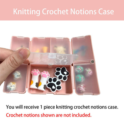 SPANSEE Knitting Crochet Notions Case, Stitch Marker Storage, Stitch Stoppers Organizer, Knitting Accessories, Portable Notion Organizer, 7 Compartments (Case Only)