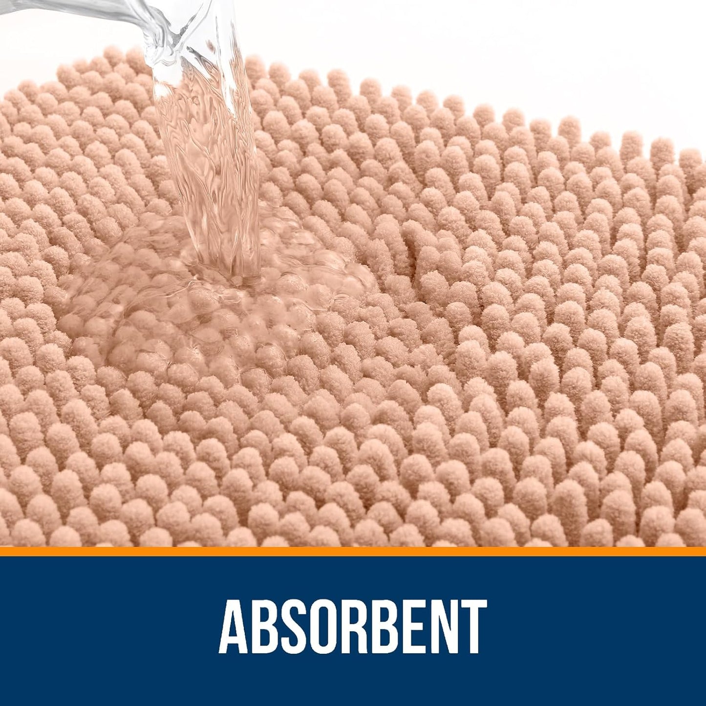 OLANLY Bathroom Runner Rug - Extra Soft Chenille, Quick Dry & Machine Washable | 47x17 Inches, Peach