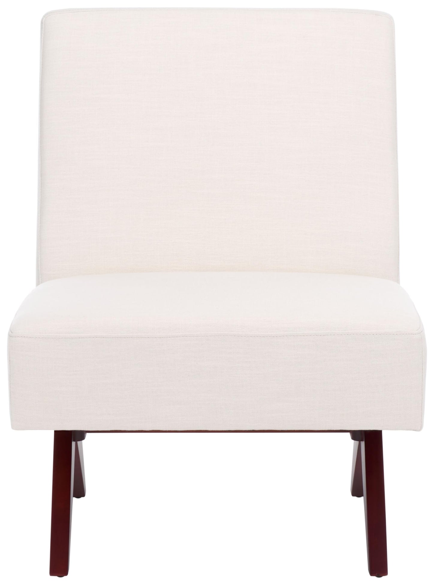 SAFAVIEH Home Collection Oliviadella Modern Bone Linen/Walnut Solid Wood Accent Chair