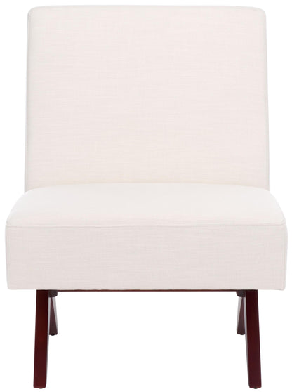 SAFAVIEH Home Collection Oliviadella Modern Bone Linen/Walnut Solid Wood Accent Chair