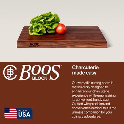 John Boos R-Board Series Rectangular Wooden Walnut Cutting Board 20”x15” – 1.5” Thick, 12-lb Reversible Butcher Block with Edge-Grain & Finger Grips – Made in the USA