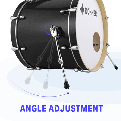 Donner Drum Set Adult with Practice Mute Pad,5-Piece 22 inch Full Size Acoustic Drum Kit, Black- DDS-520