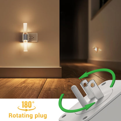 L LOHAS LED Night Light,Dimmable Night Lights Plug into Wall, 2 Pack Acrylic Nightlights with 0-100 LM Adjustable Brightness, 3000K Plug in Night Light with Dusk to Dawn Sensor, for Bathroom Hallway