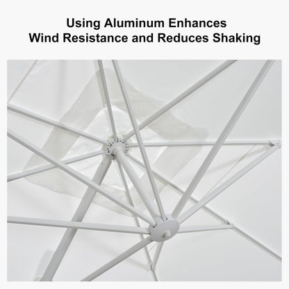 PURPLE LEAF 8 FT White Cantilever Patio Umbrella Aluminum Square Outdoor Offset Umbrella Hanging Windproof with 360° Rotation for Garden Deck Pool, White