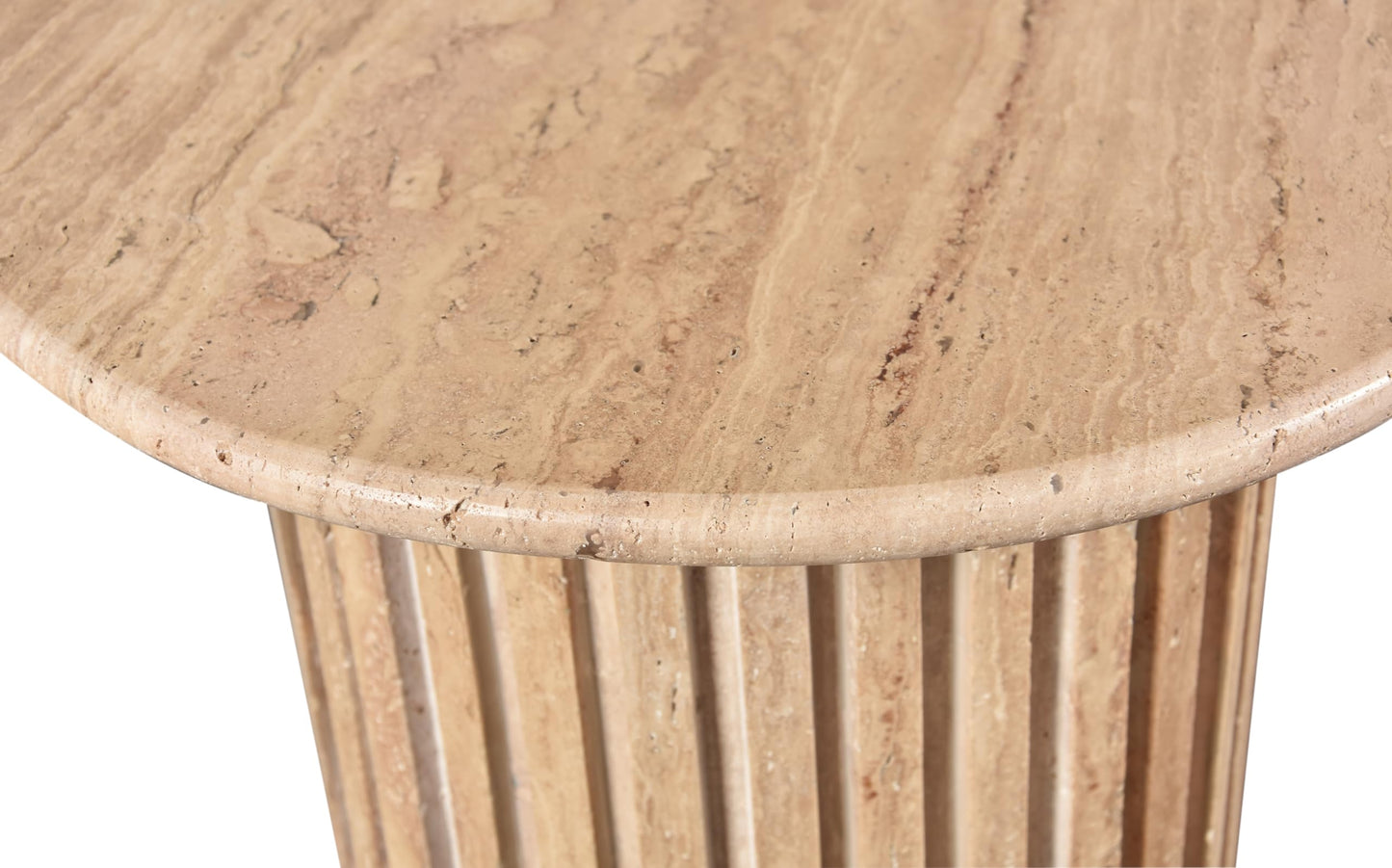 Meridian Furniture 248Travertine-ET Genoa Collection Art Deco End Table with Handcrafted Genuine Travertine, Natural Travetine Beige Color, 18" W x 18" D x 20" H, Beige