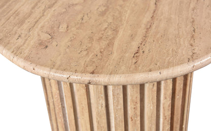 Meridian Furniture 248Travertine-ET Genoa Collection Art Deco End Table with Handcrafted Genuine Travertine, Natural Travetine Beige Color, 18" W x 18" D x 20" H, Beige