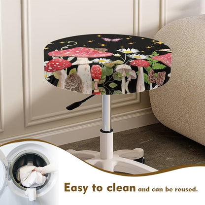 Pack 8 13 15" Kuiaobaty Round Chair Cover of pcs Bar Stool Cover Elastic Comfy Round Seat Cover Vanity Chairs Cover