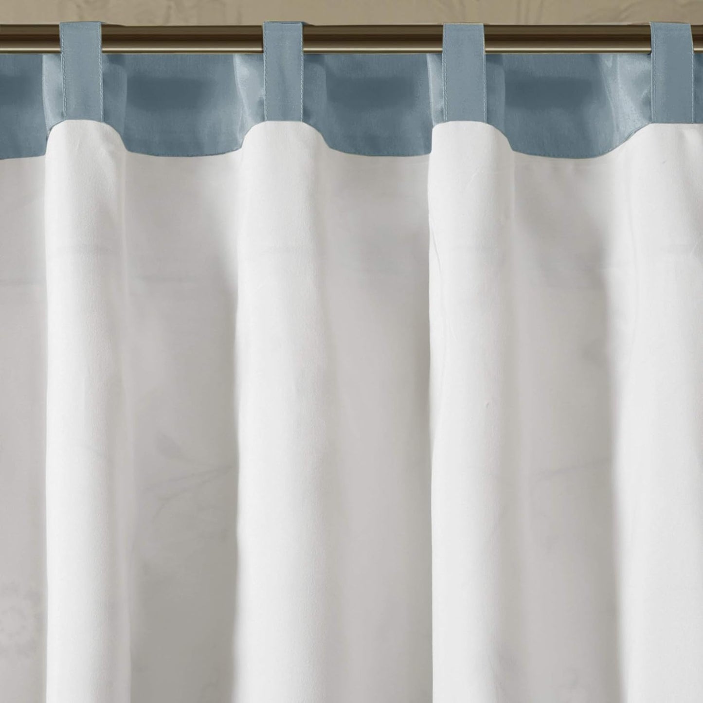 Madison Park Serene Embroidered Light Filtering Curtain Panel, 50x18, Blue for Bedroom Livingroom