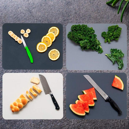 Simply Genius Flexible Rectangular Cutting Board Set - Dishwasher-Safe Kitchen Cutting Mat - Textured-Grip Flexible Surface - Odor-Resistant Plastic Chopping Mat - 4-Pack, 11.5 x 15 in, Gray