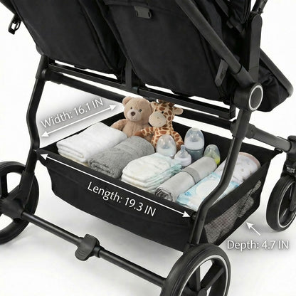 TALENBEEN Double Stroller for Infant and Toddler, Lightweight Side by Side Twin Baby Stroller, 26.8" Slim Design Fits Doors, Compact Foldable Travel Stroller, Independent Recline, Black
