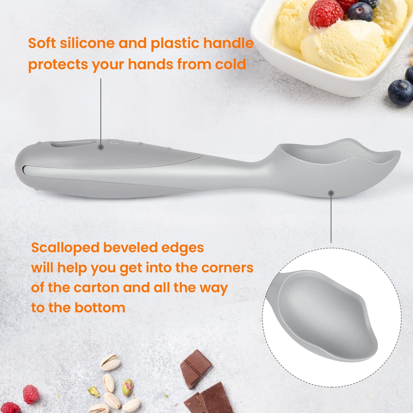 Professional Ice Cream Scoop #2731, Ice Cream Scooper Made of Aluminum with Nonstick Design Easy Release Gelato, Sorbet, Melon, Frozen Yogurt - Dishwasher Safe, Size - 7.5"L x 2"W
