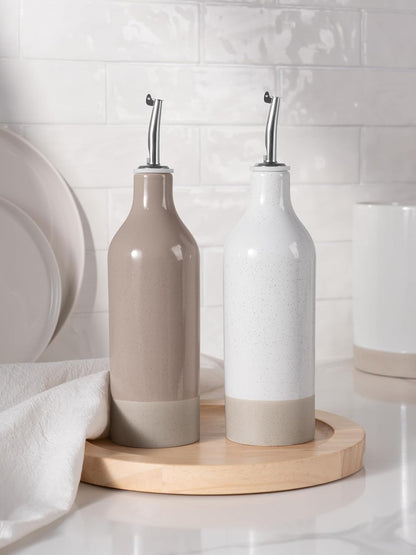 16oz Set 2 famiware Milkyway Ceramic Olive Oil Dispenser Bottle, Olive Oil and Vinegar Dispenser Bottle