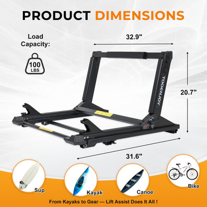 TOOENJOY Heavy-Duty Kayak Lift Assist Roof Rack, 100 LBS Capacity Kayak Canoe Rooftop Loader, Elevating Assist System for Easy Loading, Black