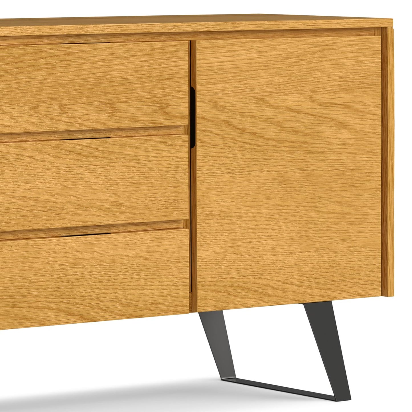 SIMPLIHOME Lowry 60 inch x 17 inch Rectangle Modern Industrial Sideboard Buffet in Oak Veneer for the Dining Room and Kitchen
