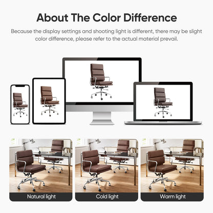 OTDMEL Genuine Leather Office Chair, Padded High Back Ergonomic Executive Desk Chair with Aluminum Arm Rest and Base, Swivel Wheels with Lumbar Support & Tilting Function, Hight Adjustable, Dark Brown