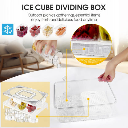 8 Compartment Snack Box with Ice Compartment, Leakproof Portable Cold Food Storage Container, Acrylic Airtight Food Tray for Long Haul Truckers Long Distance Drivers, Road Trip Car Cab Food Organizer