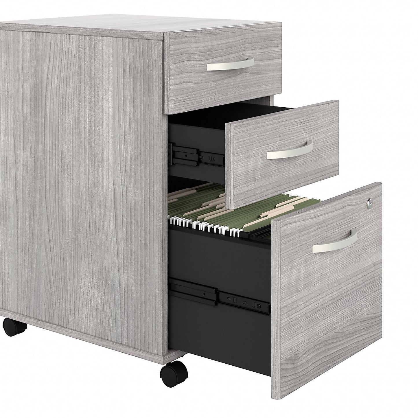 Bush Business Furniture Hustle Office Storage Cabinet with Wheels in Natural Elm, Mobile Organization Unit for Home and Professional Workspace