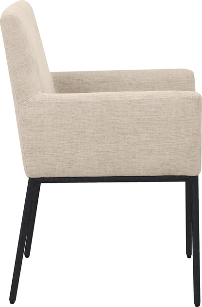 Meridian Furniture 11001Beige-C Reeves Collection Modern | Contemporary Dining Chair with Soft Beige Chenille Fabric, Matte Black Forged Iron Legs & Frame, 24" W x 24.5" D x 34" H, Beige, Set of 2