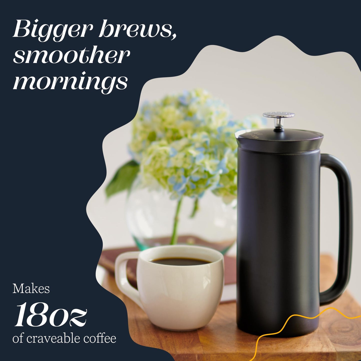 ESPRO Pro P7 French Press Stainless Steel 304 – Patented Double Walled Micro-Filter Insulated French Press Coffee Maker, Grit-Free Brew - Heat Resistant BPA Free - Matte Black (18oz)