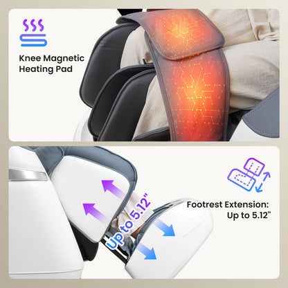 KTENTITO 4D Music Rhythm Massage Chair Full Body Recliner, 2026 Unique Sonic Resonance Zero Gravity SL-Track Shiatsu with Knee Heating Blanket AI Voice Bluetooth Foot Roller Body Scan Airbags G9 White