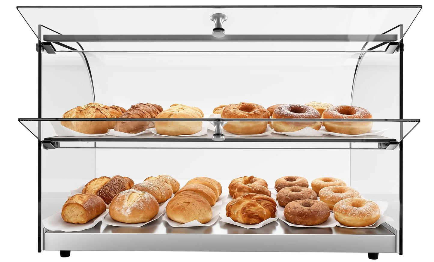 Capeivan Commercial Countertop Bakery Display Case - 1.59 Cu.Ft. Tempered Glass Pastry Showcase with Aluminum Frame, 22.1"×15.2"×14.6" for Cookies, Donuts, Cupcakes.