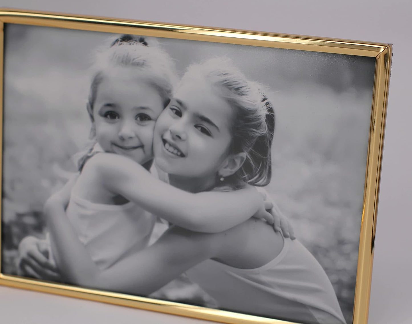 Double 4 by 6 Inch Metal Folding Picture Frames - 1 Landscape and 1 Portrait Style (Modern Gold)