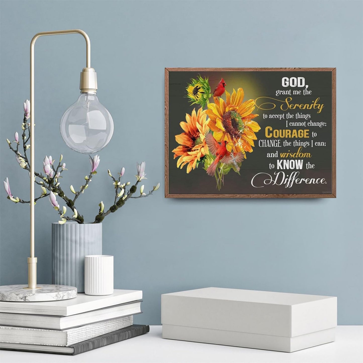 QAZWSX 5D Diamond Painting Serenity Prayer Sunflower Adults Beginner Full Drill Diamond Paintings Picture Arts Craft for Home Wall Decor Gift 12X16inch
