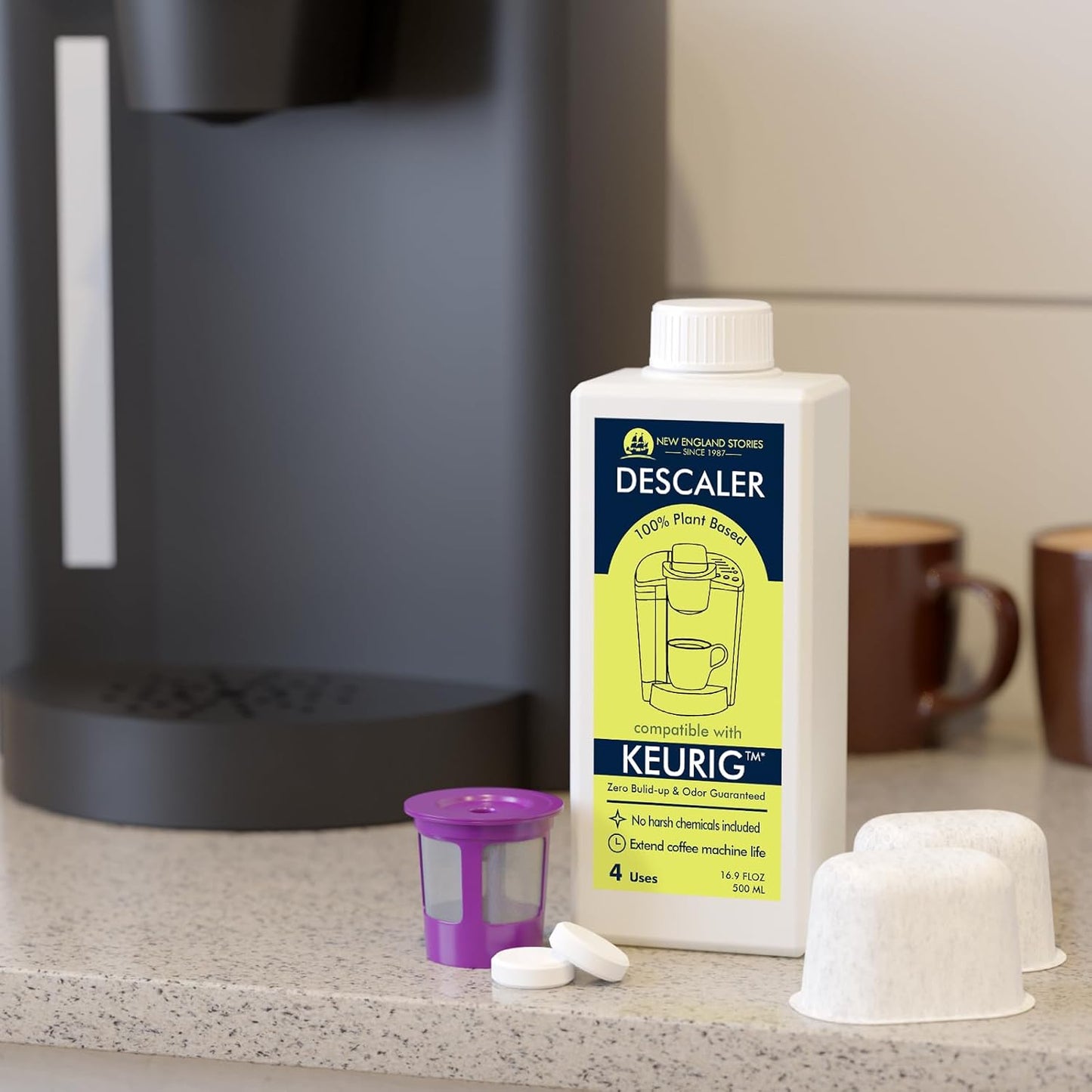 New England Stories Keurig Compatible Descaling Set, 1 Year Cleaning Set with Descaler, Cleaning Tablets & Filters