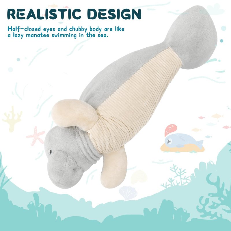 MorisMos 47 Inch Manatee Plush Toy, Large Manatee Stuffed Animal Soft Sea Animal Pillow Gifts for Kids Chirstmas Birthday Party