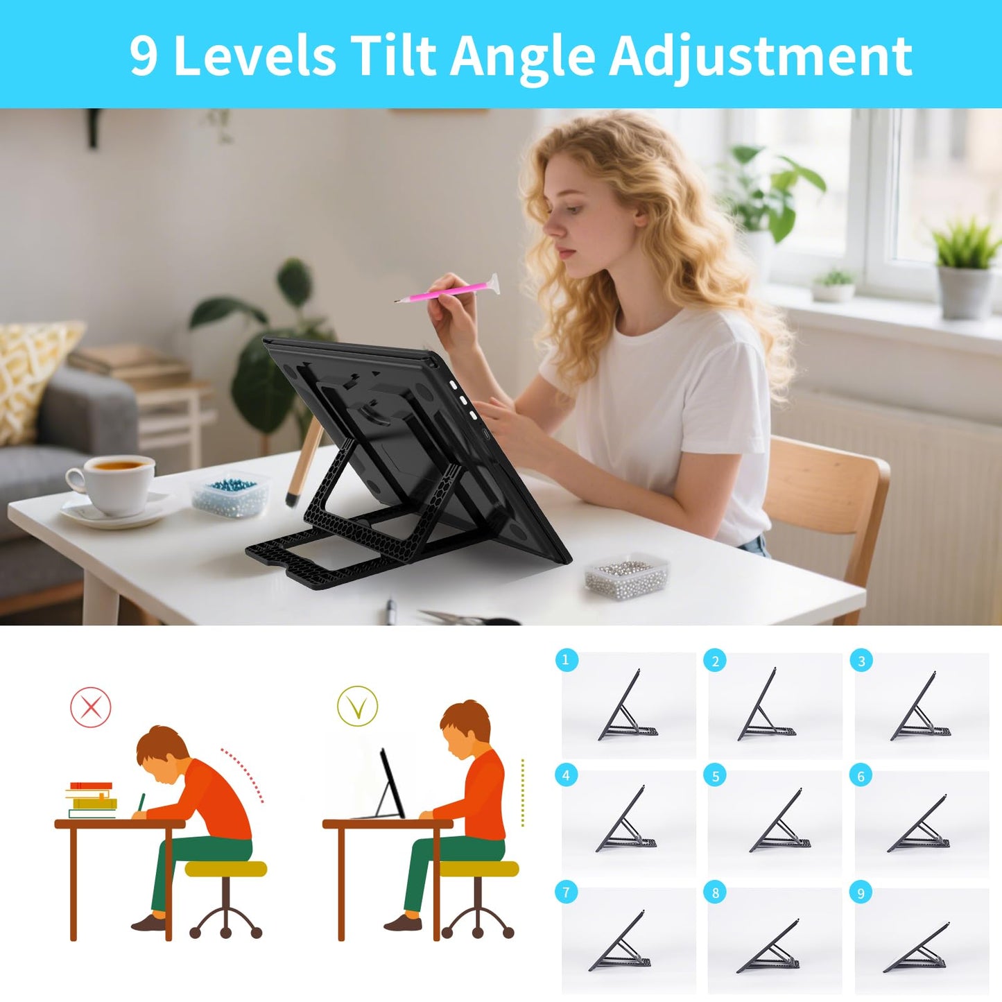 Phylosal Rechargeable A4 LED Light Pad with Built-in Stand, Magnetic Tracing Light Box for Drawing, Diamond Art Light Board with Side Button, Super Bright Light Table for Diamond Painting, Sketching