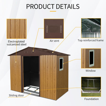 Ball & Cast 8x4 FT Outdoor Metal Storage Shed,Waterproof Garden Organizer Tool House with Window and Foundation,Shelter Cabinet w/Vents & Sliding Door,for Patio,Lawn,Backyard,Coffee