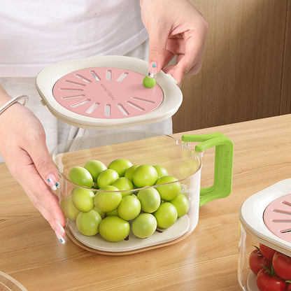 Fruit Vegetable Washing Bowl with Strainer - Multifunctional Berry Container, Produce Washer & Draining Colander Basket with Lid for Fridge Storage