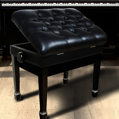 Leather Piano Bench Deluxe with Music Storage Height Adjustable Stool Comfortable Widened Cushion for Home & Professional Use zwart (zwart One Size)