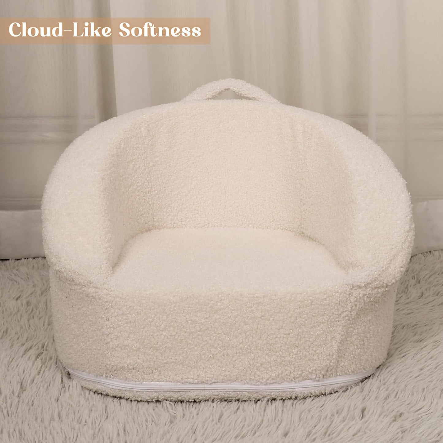 Hrebr 3-5 20.5'' Mini Toddler Chair Comfy Years Old - Compact Portable Toddler Chair with Carry Handle, Washable Cover