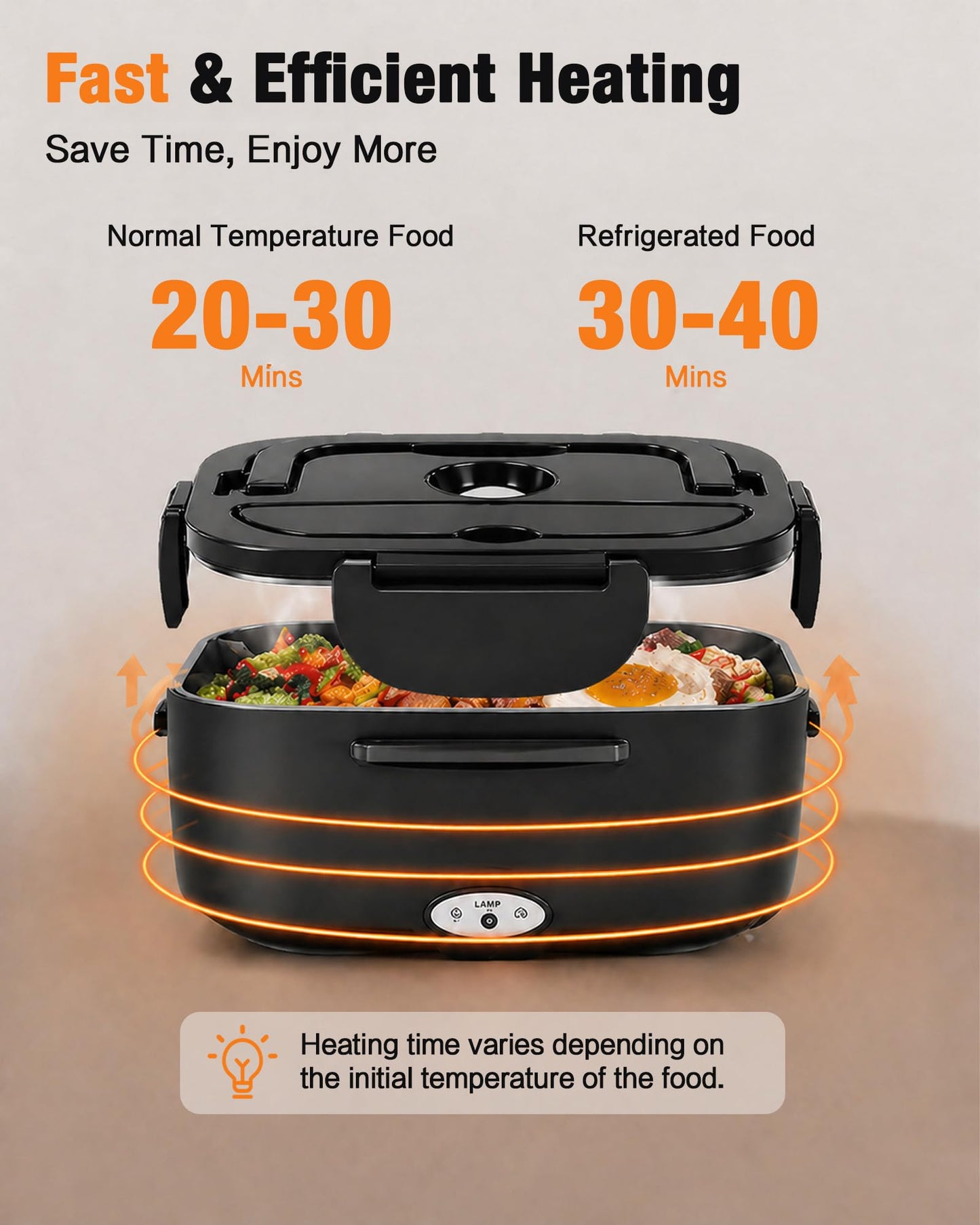 Dosevita Electric Lunch Box for Adults, 80W Heated Lunch Box 1.5L 304 Stainless Steel Portable Food Warmer,12/24/110V Lonchera Eléctrica Portátil for Car, Truck, Work, Travel
