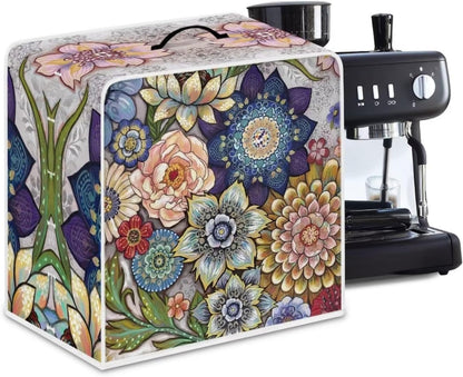 Boho Flower Coffee Machine Covers, Dust Stain Resistant Protector for Small Kitchen Appliance Coffee Makers, Home Decor