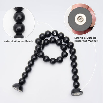 NICEEC 2 Pack Wood Bead Curtain Tiebacks, Strong Magnetic Natural Wooden Beaded Holdbacks for Draperies