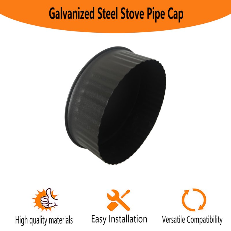 lrnyso corrugate Flue Cover Cap，Indoor Chimney Pipe Cap，Round Chimney Stove Pipe Plug，Stove Pipe Cap BM0152 7 inch Fireplace Chimney Pipe 24Gauge