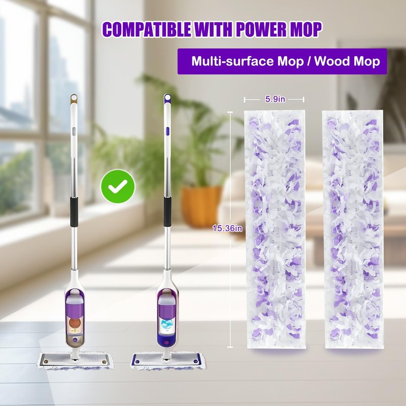 Power Mop Pads Refills for Swiffer PowerMop Multi-Surface Mopping Pad Disposable Replacement Mop Pads Compatible with Swiffer PowerMop,Safe on All Finished Floors,18 Count