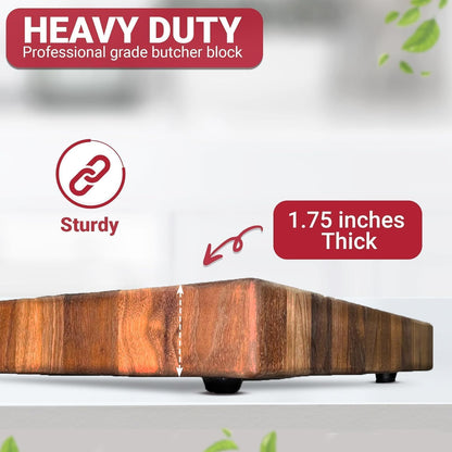 Virginia Boys Kitchens - Made in USA - Walnut Wood Cutting Boards (20"x16" End Grain with Feet and Juice Groove)