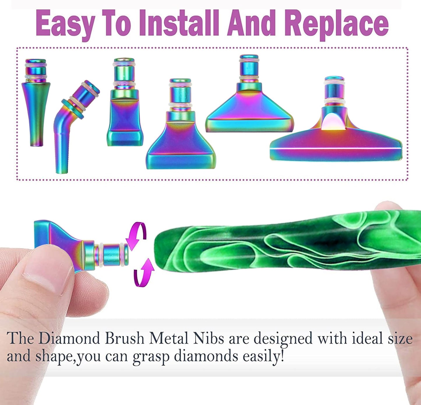 Heyseri Diamond Painting Pens, “Classic Wax Stylus” Diamond Art Pen, Gem Painting Tools Accessories, Gem Art Pen with Metal Tips for 5D Craft Nail