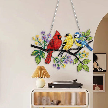 LPDJITO Bird Diamond Art Hanging Kits for Adults, Double Sided DIY Acrylic Diamond Art Painting Window Pendants Home Garden Wall Hanging Kits Hanging Ornament