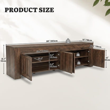 YITAHOME 80 inch TV Stand for up to 90 inch TVs, Farmhouse Entertainment Center with Storage Doors and Shelves, Media Console Table with Cable Holes for Living Room, Dark Walnut