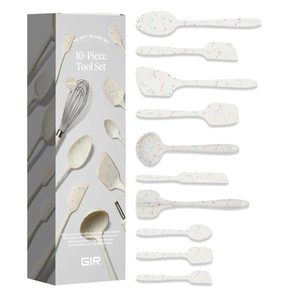 GIR: Get It Right 10-Piece Silicone Ultimate Kitchen Utensil Set – Spatulas, Ladle, Flip, Spoons, Whisk, Peeler & Spoonula – Nonstick, Non-Toxic, Heat-Resistant – Sprinkles